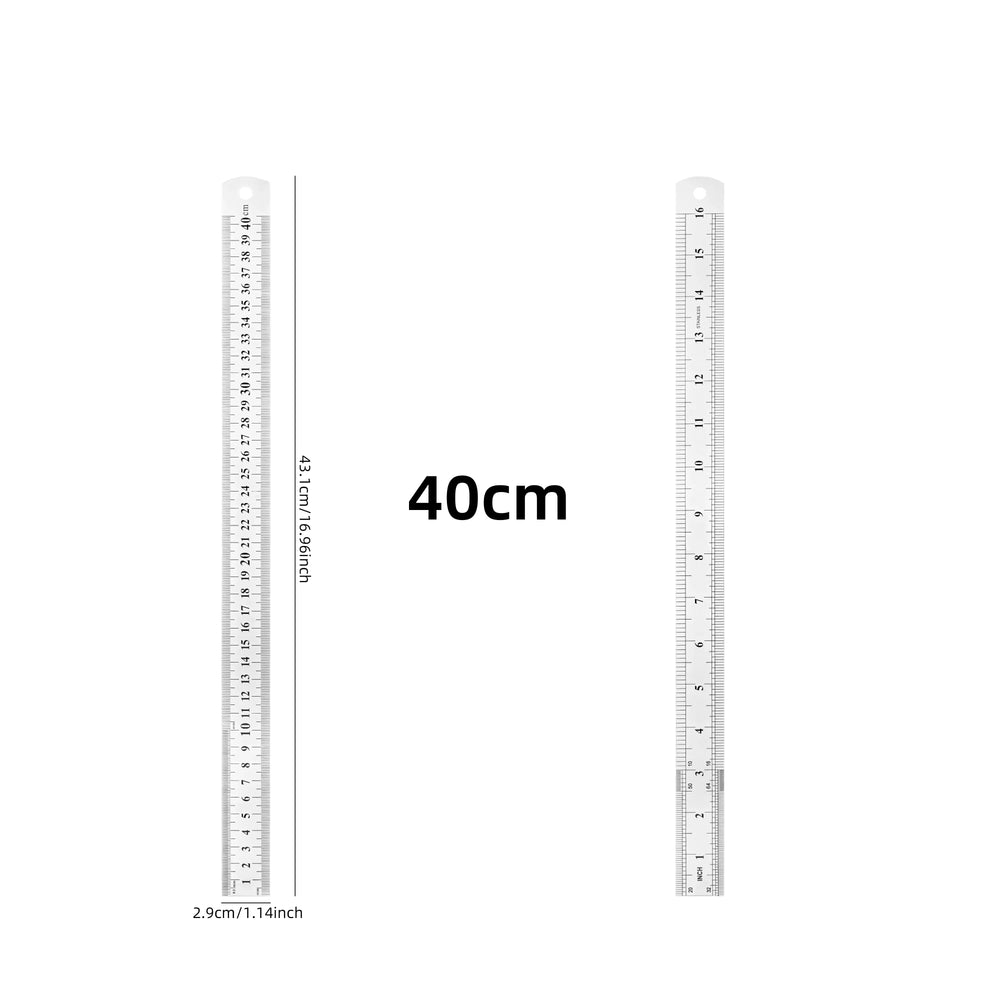 Thickened Steel Ruler | 15/20/30/40/50/60cm | Dual CM & Inch Scale | Precise Measurement detail view