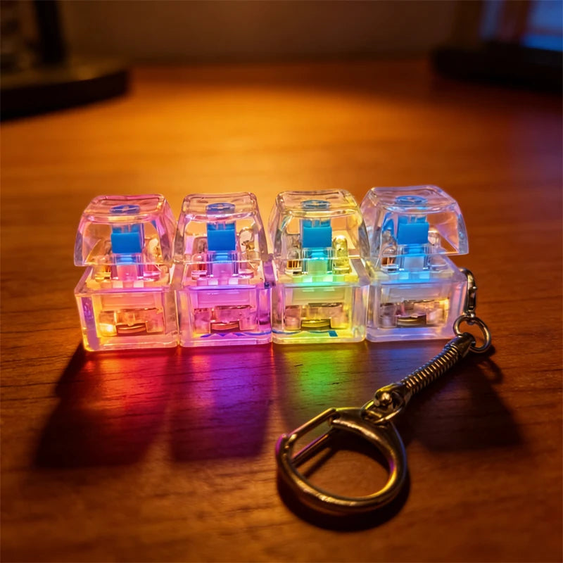 LED Light-Up Keychain Keyboard Clickable Button Fidget Toy for Stress Anxiety Relie additional angle