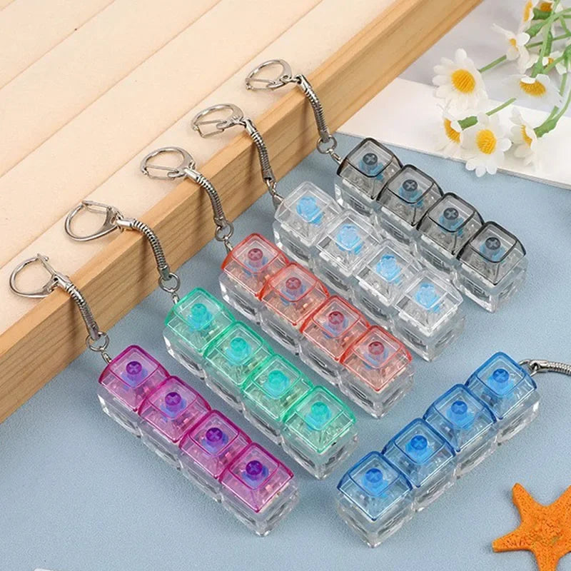 LED Keyboard Keychain Fidget Toy | Crystal Clicker Sensory Stress Relief Gadget additional angle