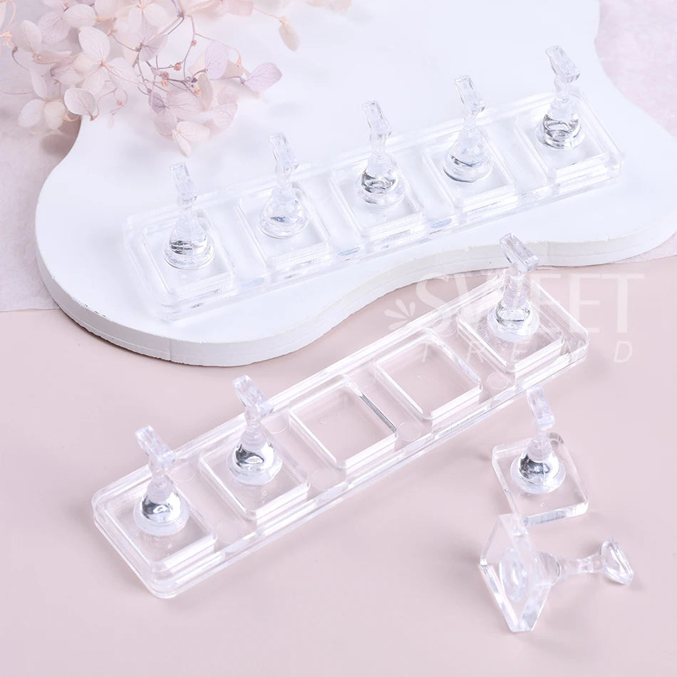 1 Set Non-Magnetic Nail Display Acrylic Nail Display Stand Tips Holder Nail Practic additional angle