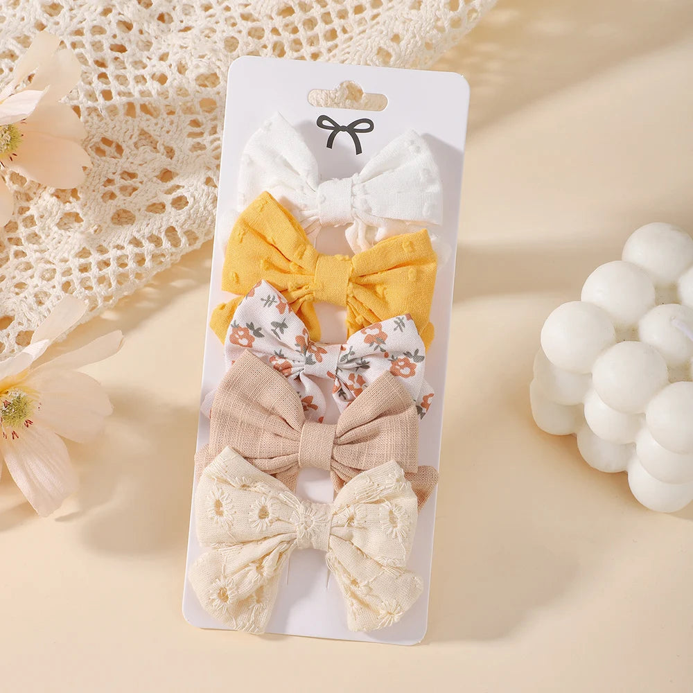 4Pcs/Set Sweet Hair Bows Hair Clip Children Lovely Bowknot Hair Pins for Baby Girls Hair Accessories Print Hollow Hairgripe Gift