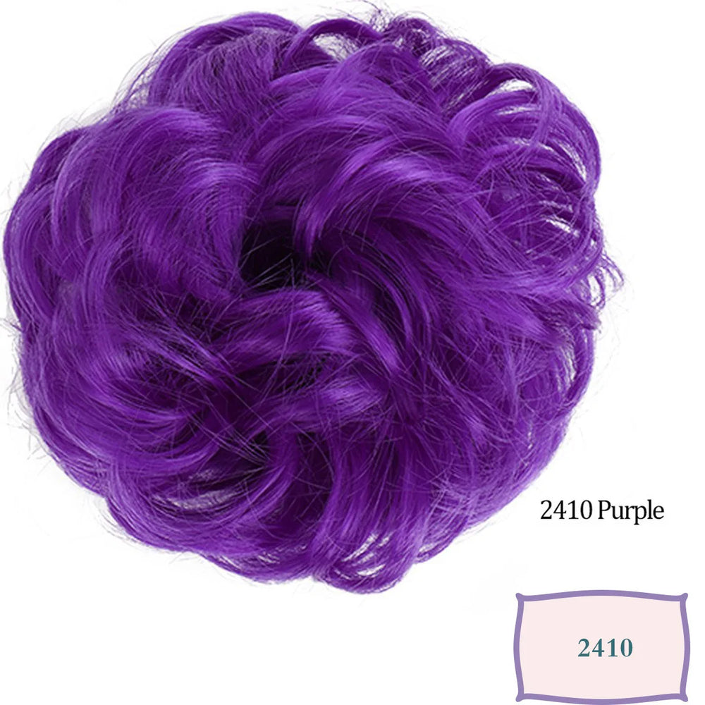 Synthetic Messy Hair Bun Chignon Scrunchies Fake Hair Band Braid Elastic Hairpiece Tai close-up view