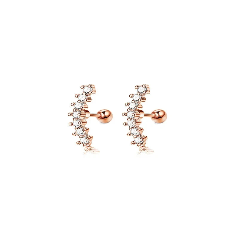 1/7Pairs Stainless Steel Unisex Cartilage Stud Earrings,Inlay Cubic Zirconia Hypoallerge detail view