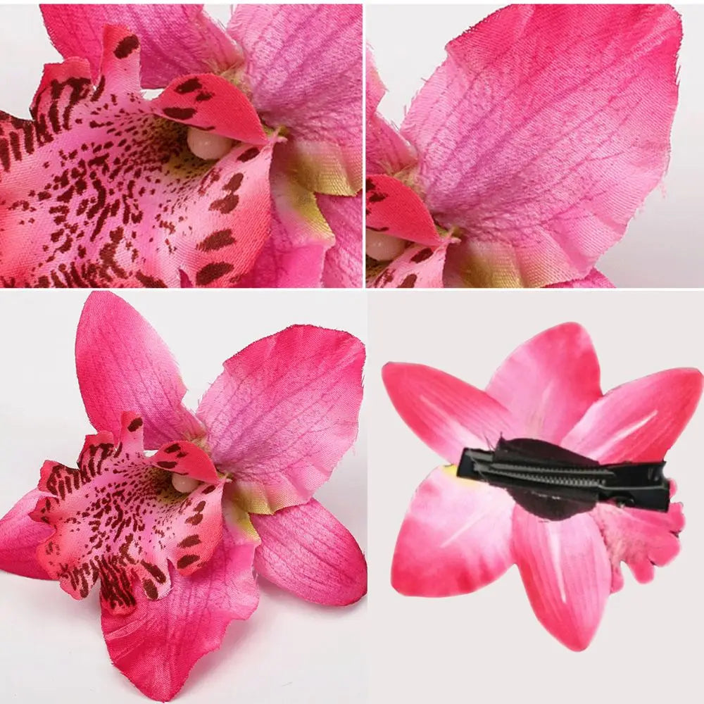 Hawaiian Thai Orchid Flowers Hair Clips Bride Flowers Hair Clips Girls Sweet Hairpins lifestyle view