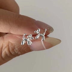 925 Sterling Silver Balloon Dog Stud Earrings | Fashion Animal Jewelry for Women Girls