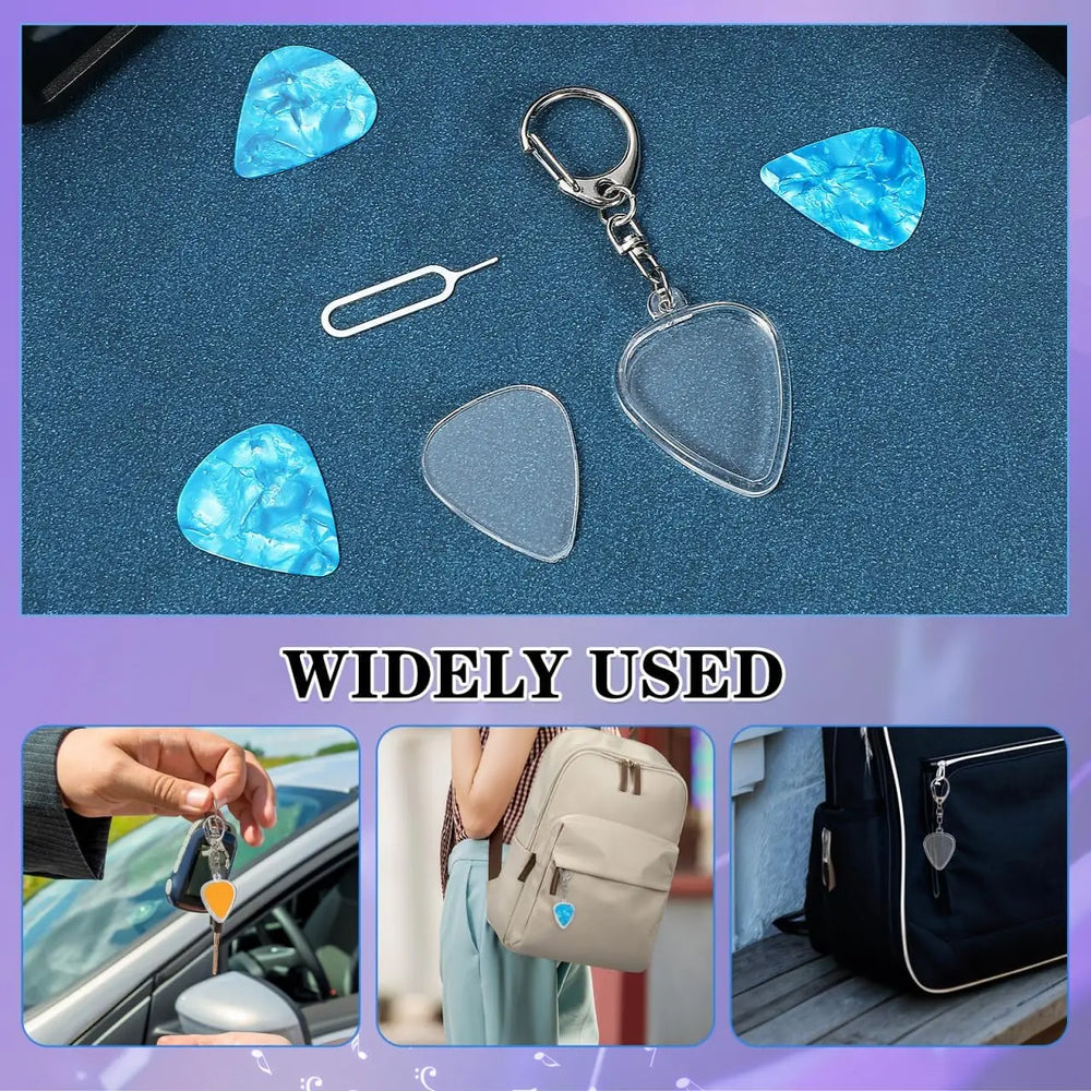 1pc Guitar Pick Holder Keychain - Heart-Shaped with Secure Lid, Durable Acrylic Guita lifestyle view