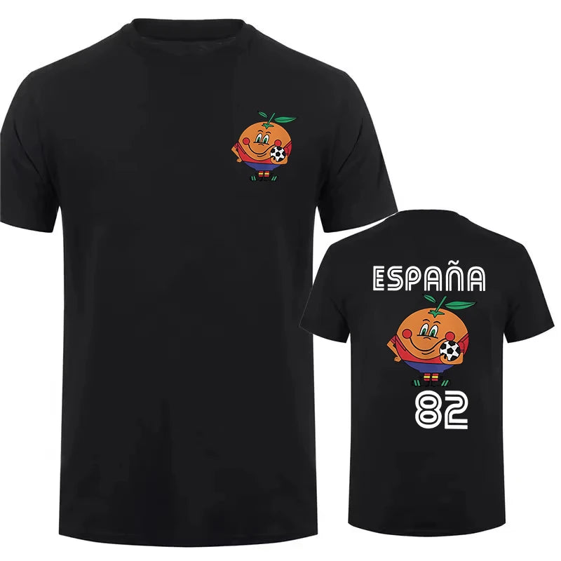 Naranjito T Shirt Men's Women's T-Shirt Crewneck Espana 82 Spain Mascot 1982 Soccer Foot detail view