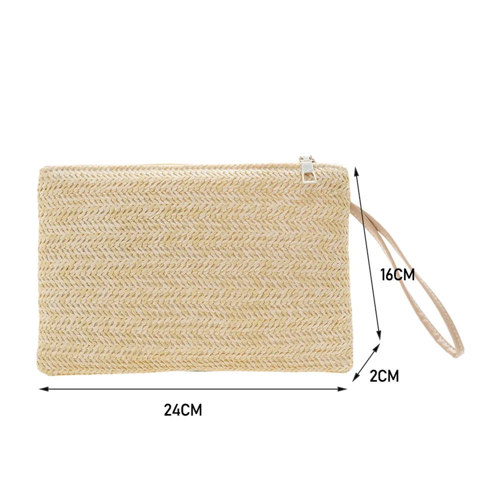 Bohemian Woven Clutch Wristlet Bag | Summer Beach Handbag for Women additional angle