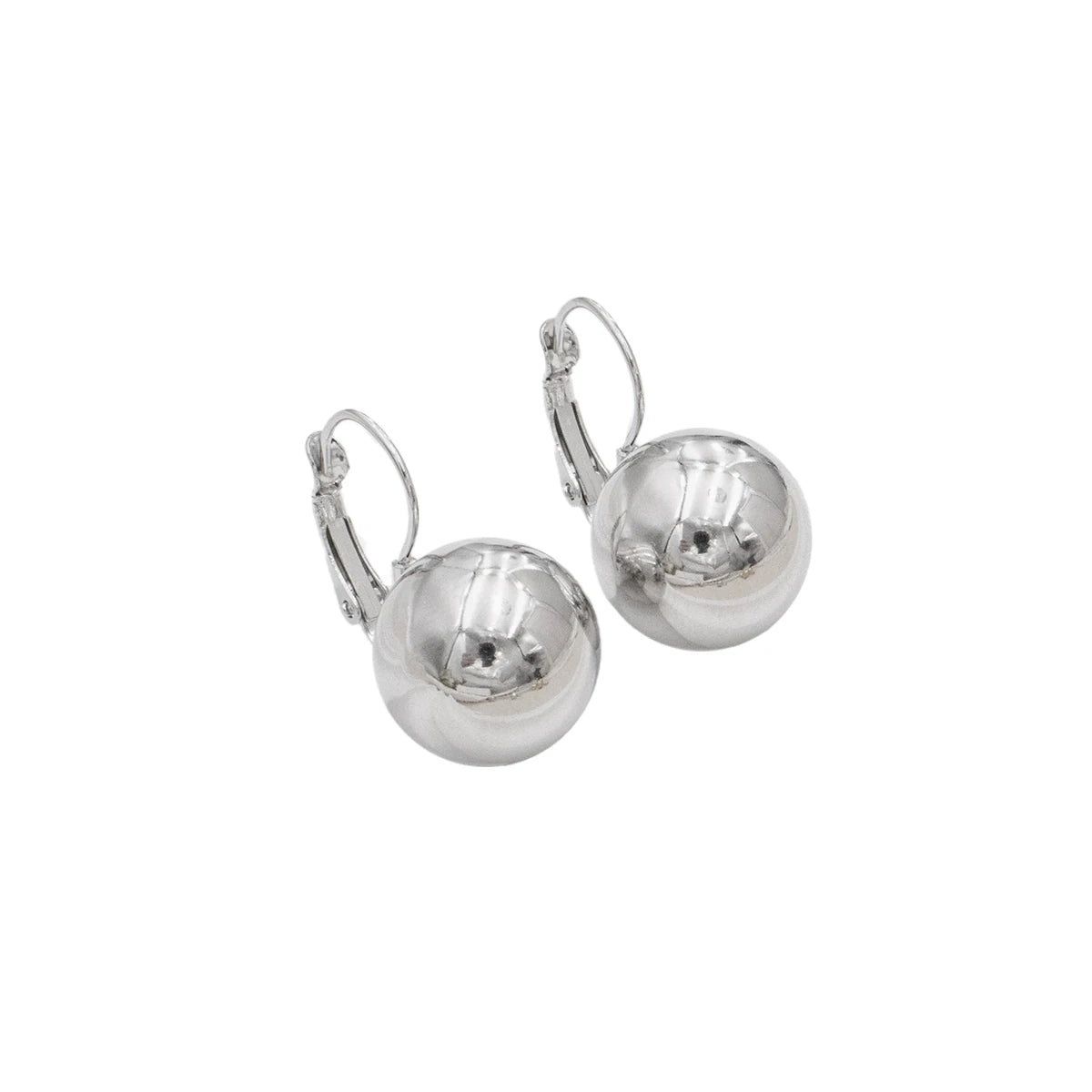 Round Ball Drop Earrings Hollow Stainless Steel Hoop Earrings Smooth Metal Ears Pierc alternate view