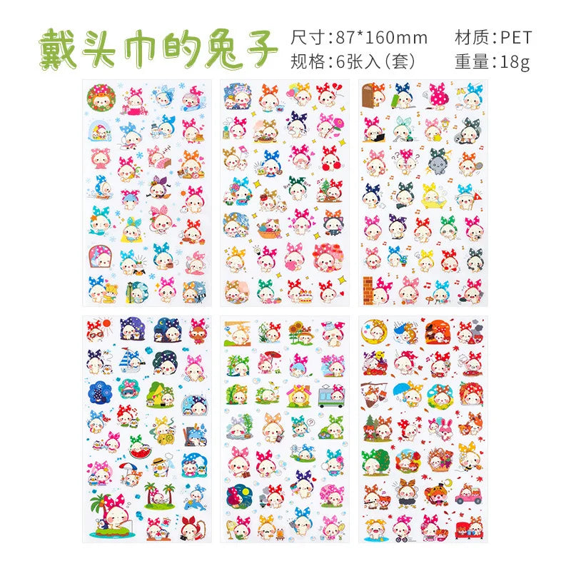 6Pcs Waterproof Cartoon Sticker Set | Cute DIY Decals for Laptops, Phones, and Planne alternate view