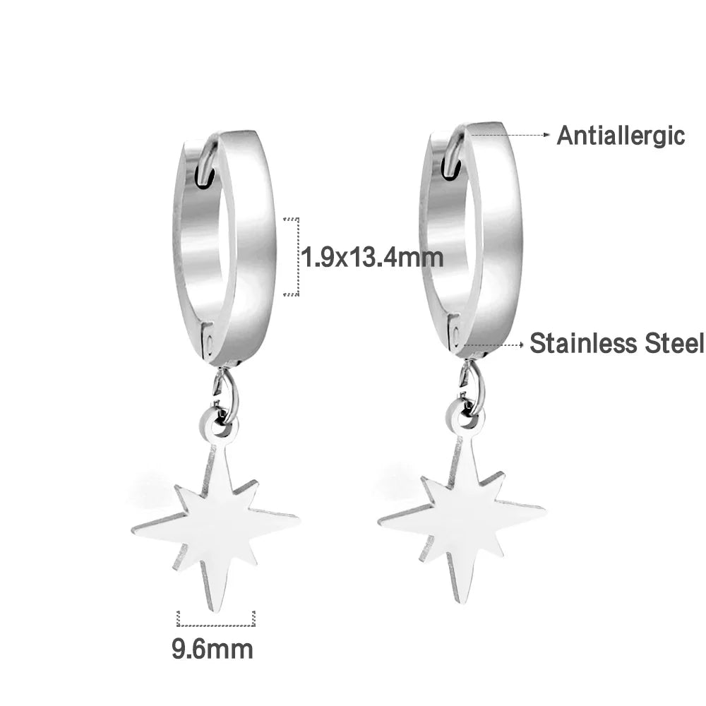 LUXUSTEEL Trendy Cross Women's Stainless Steel Hoop Earrings Colorful Metal Stud Drop Earrings Fashionable Jewelry Gift