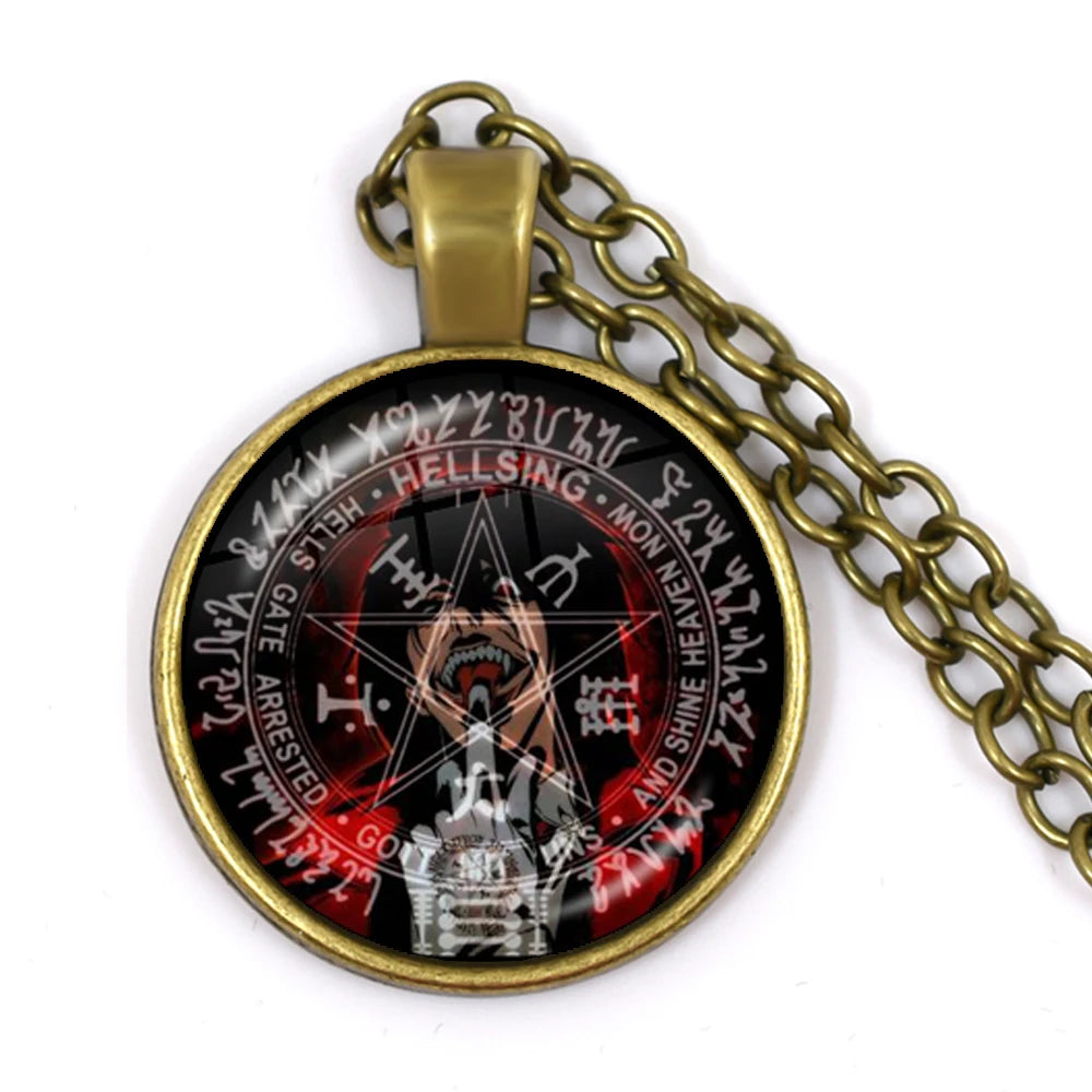 Hellsing Alucard Pentagram Pendant Necklace 25mm Glass Cabochon Pentagram Statement P alternate view
