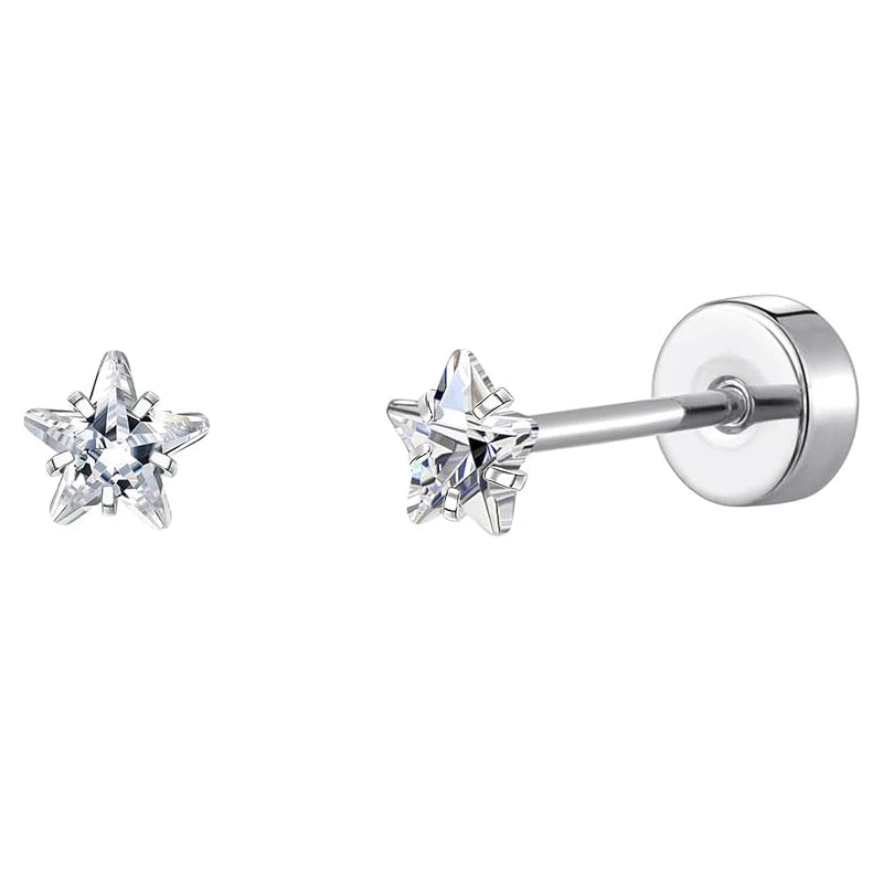 2pcs/lot 20G Star Heart Butterfly Stud Earring for Women Stainless Steel Crystal Earr alternate view