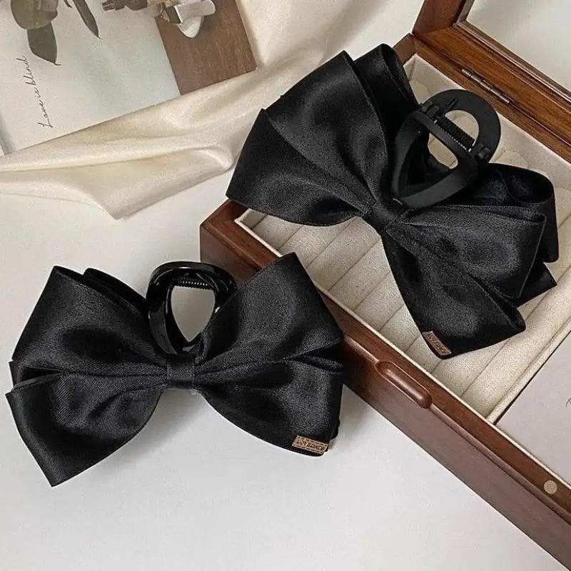 French Elegant Hair Clip Black Bow Claw Clip Women Girl Back Of Head Tie Hairpin Fashion Hair Accessories