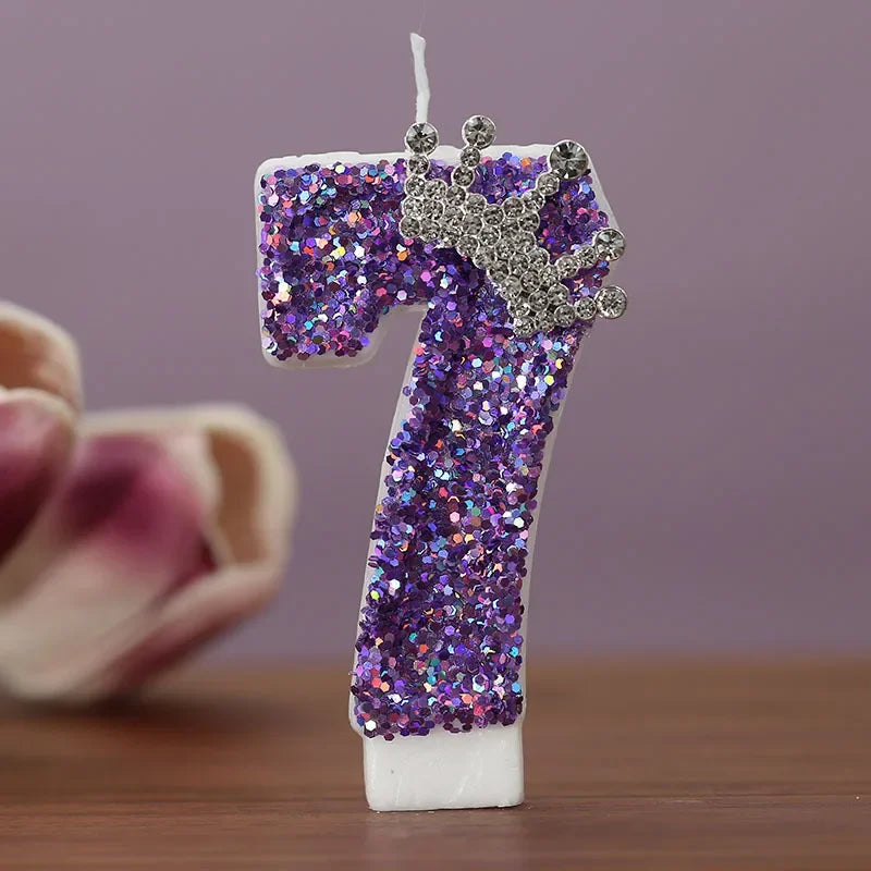 Purple Crown Birthday Candles Number 0 to additional angle
