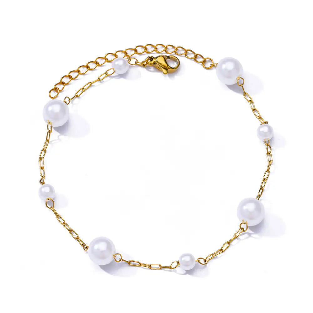 Colorful Boho Drops Anklets For Women Gold Color Stainless Steel Geometric Anklet Luxury detail view