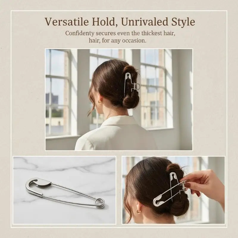 Large Safety Pin Hair Clip Metal Hair Barrettes for Girls Unique Design Hair Styling Tool for Daily Wear