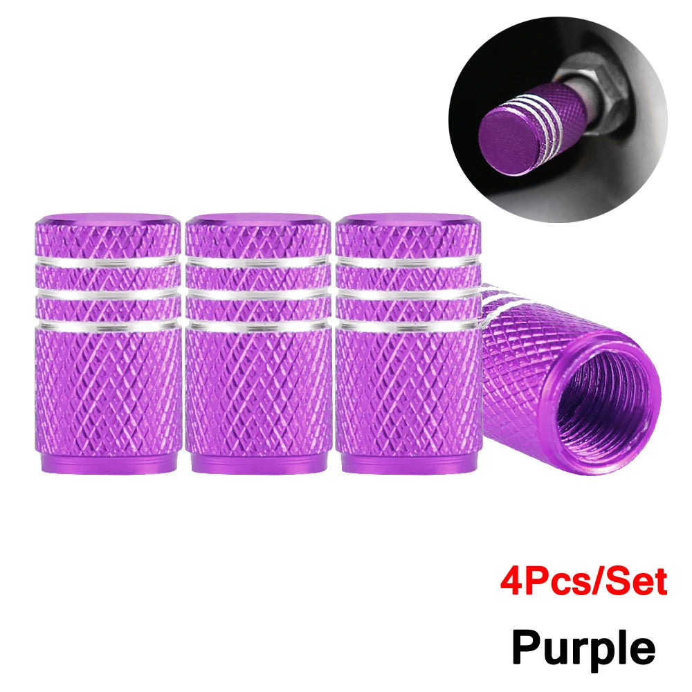 DSYCAR 4Pcs Silver Car Tire Valve Stems Cap Knurling Style Tire Valve Cap Aluminum Ti lifestyle view
