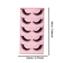 Natural Long Manga Winged Cat Eye Faux Mink Lashes 5 Pairs Elongated Fake Eyelashes For Festival Social Media Photoshoot Looks