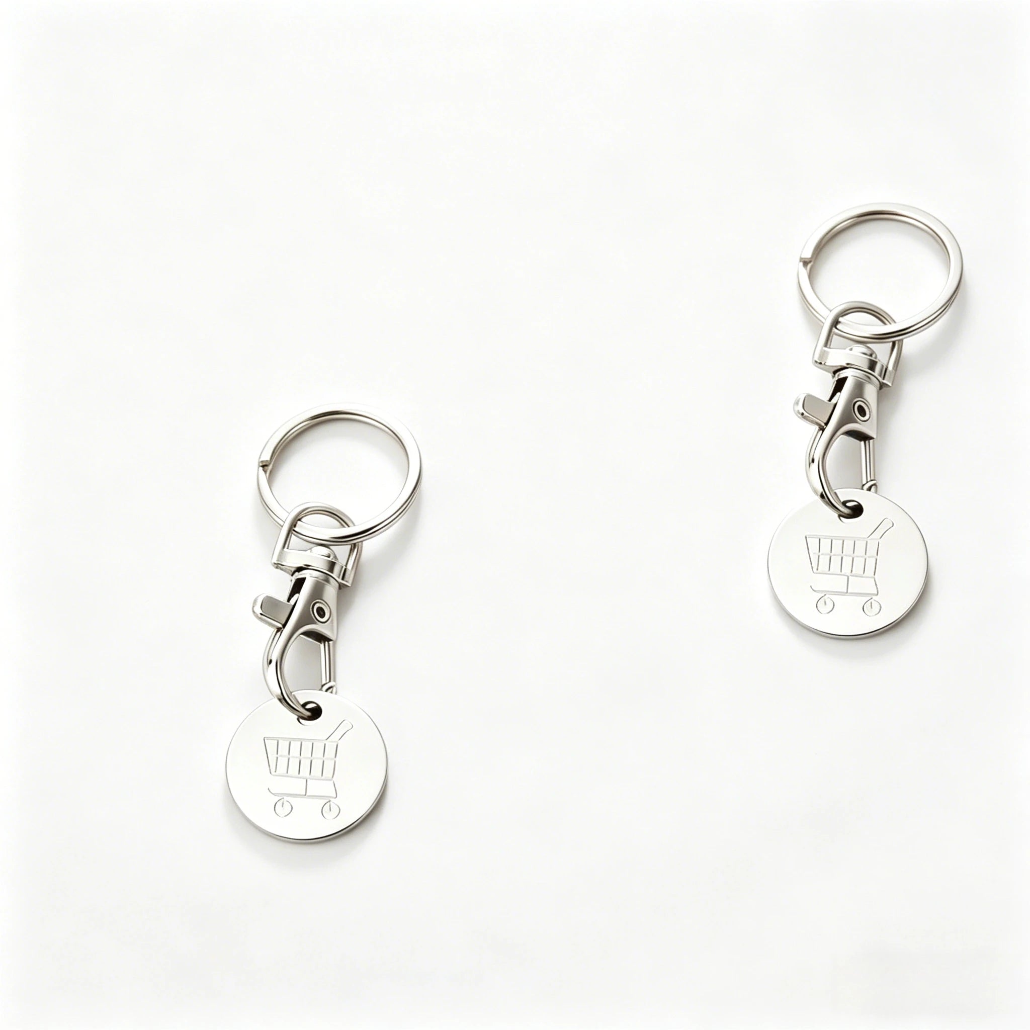 2pcs.Stainless Steel Supermarket Shopping Cart Token Keychain, Anti-loss Token Set additional angle