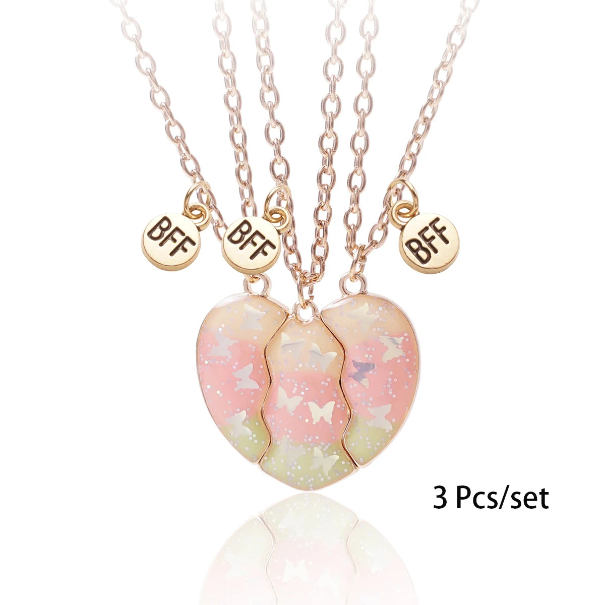 3 Pcs/set Best Friends Pendant Necklace For Woman Magnetic Adjustable Rainbow Daisy additional angle