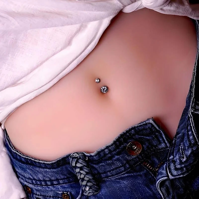 ASTM F136 Titanium Internally Threaded Navel Rings 10mm 12mm with round CZ Belly Button detail view