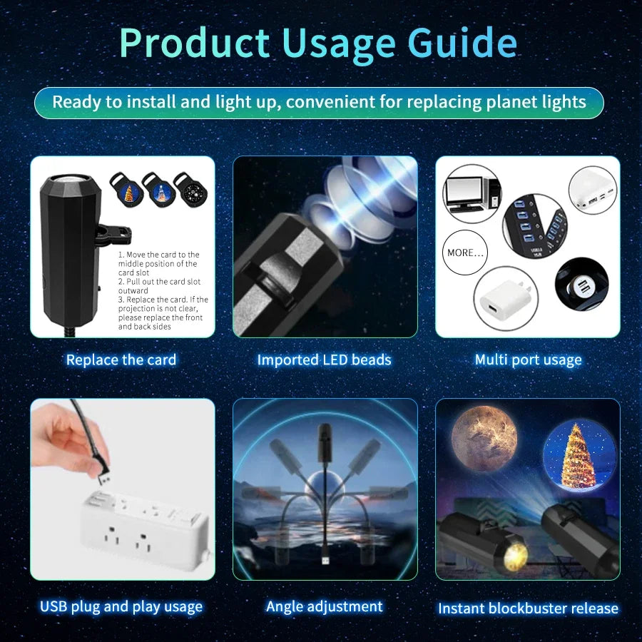 Moon Light Lamp | Projector Night Light for Ceiling Wall Mood Decoration alternate view