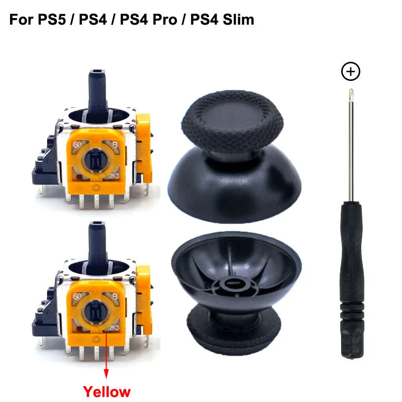 PS5 Controller Repair Kit | 3D Joystick Replacement with Adjustable Resistor and Thumb close-up view