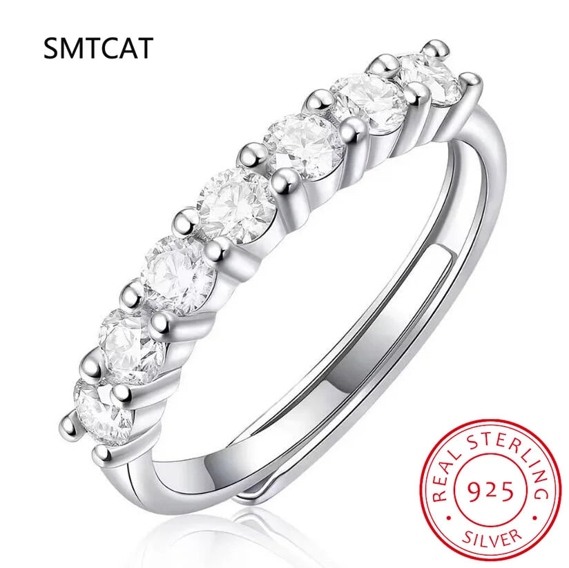 Full Moissanite Ring for Women S925 Sterling Silver with White Gold Plated Diamond additional angle