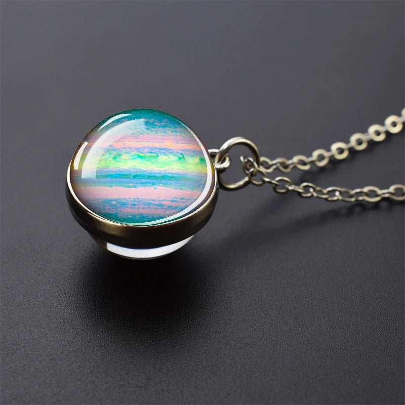 Solar System Galaxy Pendant Necklace | Unisex Astronomy Jewelry Gift additional angle