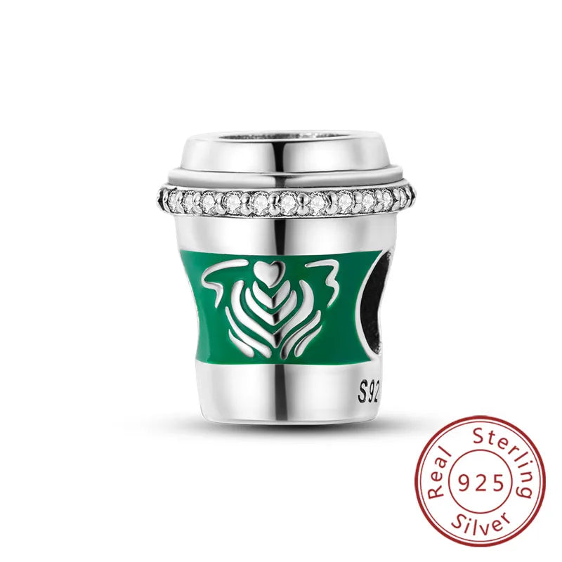 925 Sterling Silver Pendant Charms Beads Green Four-leaf Clover Love Family Tree Char lifestyle view