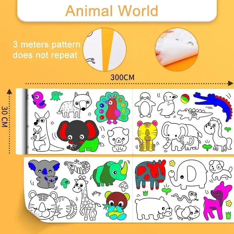 Children's Drawing Roll Sticky Color Filling Paper Graffiti Scroll Coloring Paper Rol alternate view