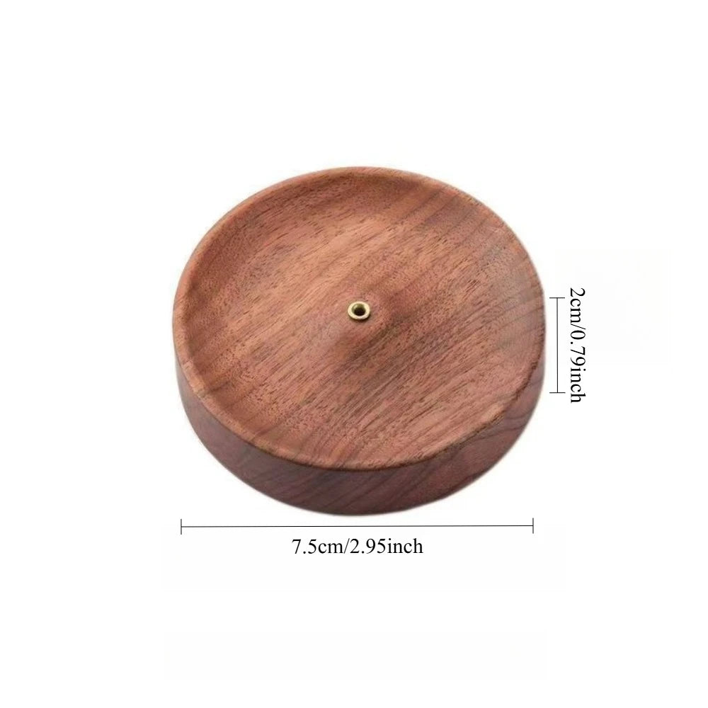 Solid Walnut Incense Burner | Handmade Wood Backflow Tea Ceremony Holder additional angle
