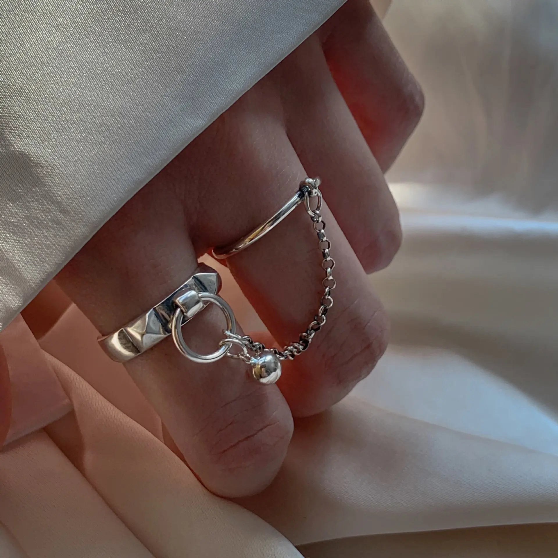 925er Sterling Silber Mattierter Geometrie-Ring | Texturierter breiter Bandring für Frauen
