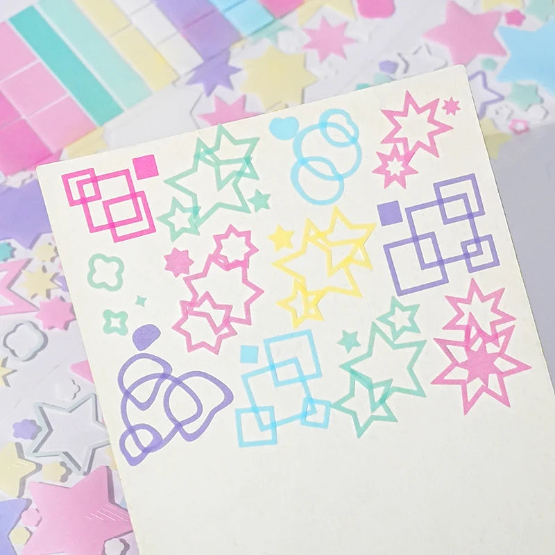 Colorful Star and Heart Die-Cut Stickers | Multi-Layer Hollow Decorative Journal Stic lifestyle view