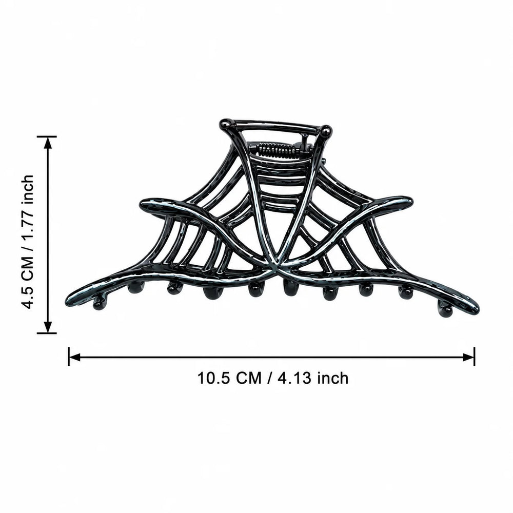 JIVELA Alloy Spider Web Hair Claw Clip Metal Gothic Jaw Clip for Women Girls Punk Hallow detail view