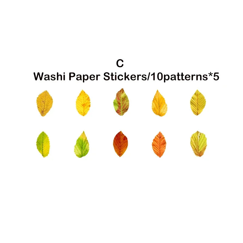 Leaf Washi Paper Stickers | 50-Pack DIY Scrapbooking Decor lifestyle view
