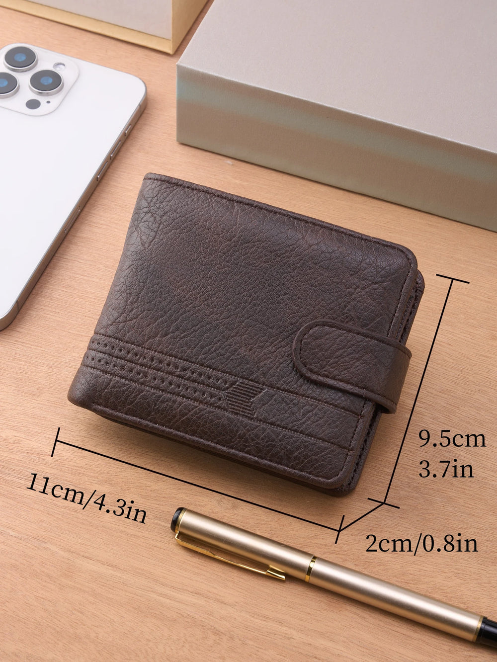 Men's Leather Zipper Wallet | Slim Short Multi-card Holder with Coin Pocket additional angle