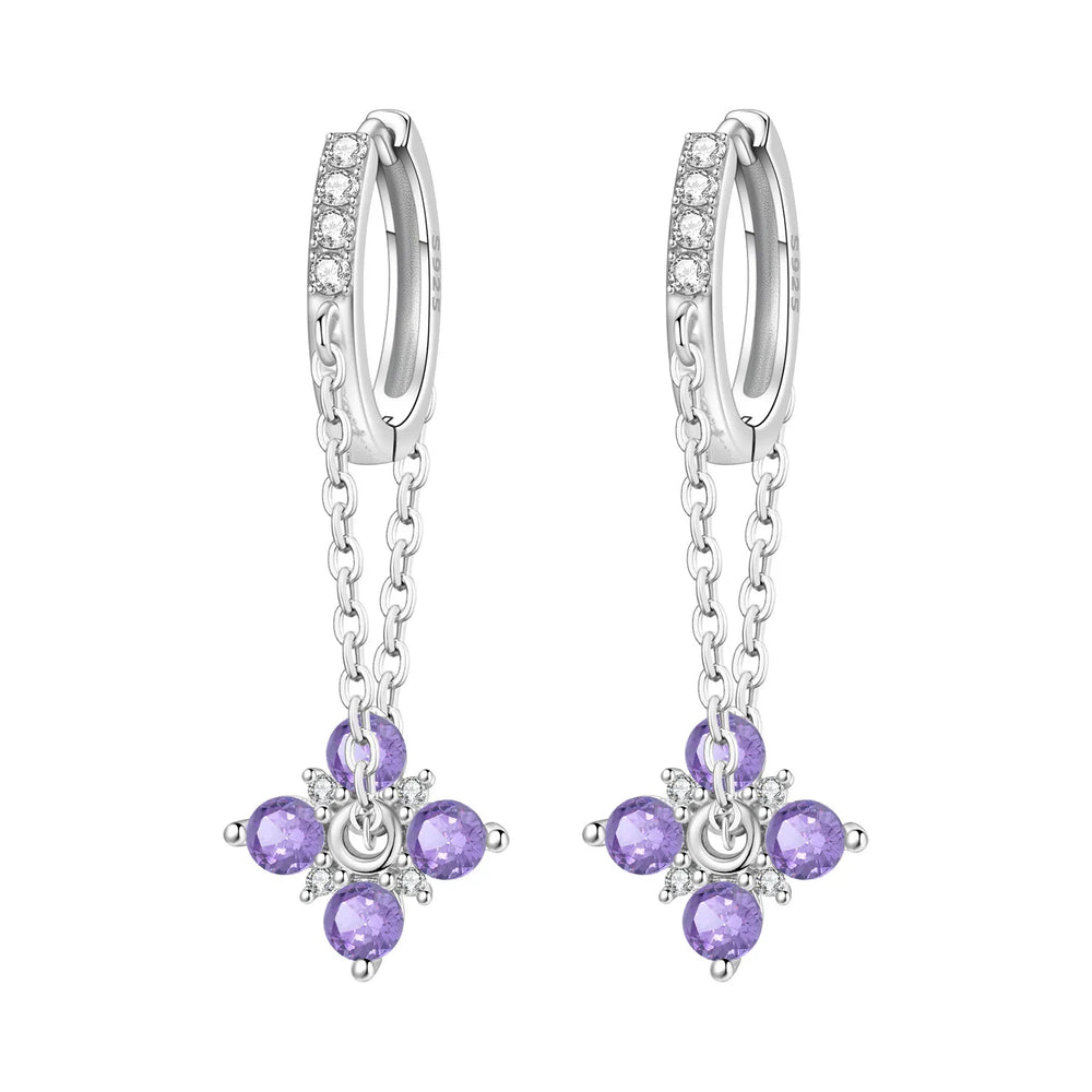 Orstarry Original 925 Sterling Silver Blue Iris Flower Earrings Women Hoop Earring Ann close-up view