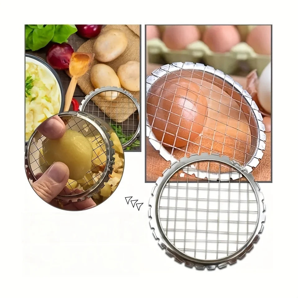 1pc Round Grid Cutter Slicer | Stainless Steel Vegetable Chopper