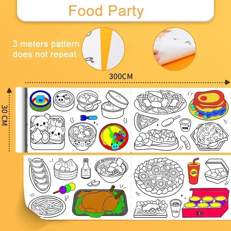 Children's Drawing Roll Sticky Color Filling Paper Graffiti Scroll Coloring Paper Rol alternate view