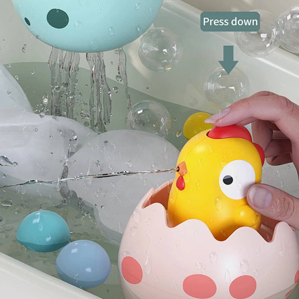 Baby bath Toys Small Yellow Duck Rain Spray Eggs Baby Children Bathroom Water Play Sh lifestyle view