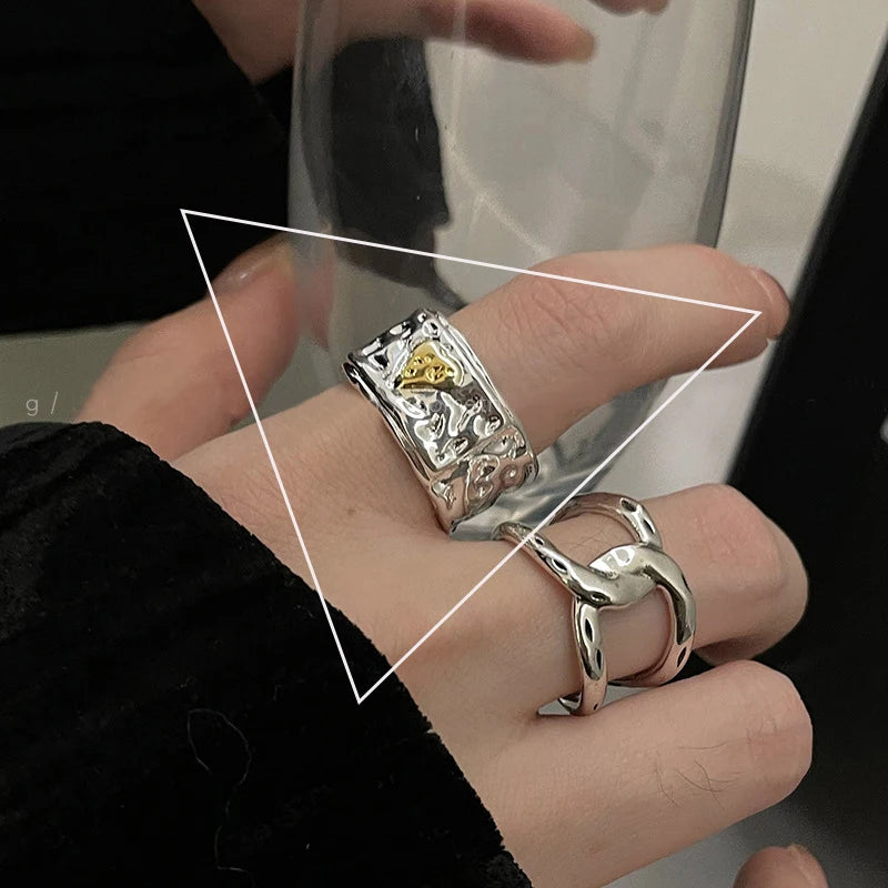 VENTFILLE 925 Sterling Silver Trend Arched Wide Ring For Female Geometry Punk Design Jew detail view