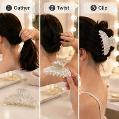 Rhinestone Pearl Acrylic Hair Claw Clips Strong Non Slip Sparkly Hair Barrettes Women Daily Wedding Party Accessories