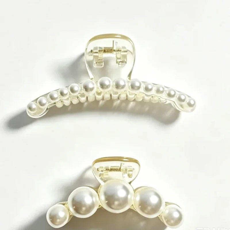 1/4pcs White Pearl Hair Clip Claw for Woman Korean Elegant Shark Clip Fashion Girl's Ponytail Clip Hair Accessories