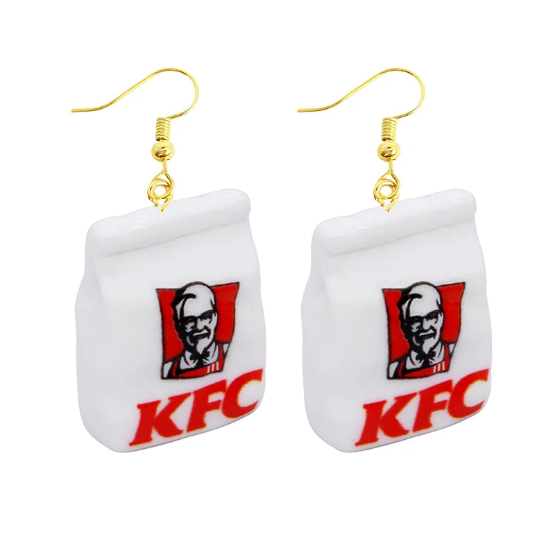 Food Drop Earrings Hamburger Pizza Chicken Leg Candy Bottle Resin