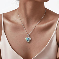 Custom Photo Heart Pendant | Abalone Shell Stainless Steel Necklace detail view