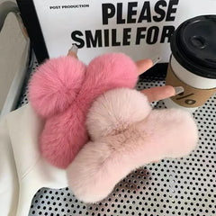 Plush Hair Clip, Cotton, 2 Pcs