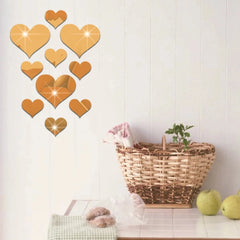 10Pcs Acrylic Love Heart Wall Stickers | Mirror 3D Decals for Home Decor alternate view