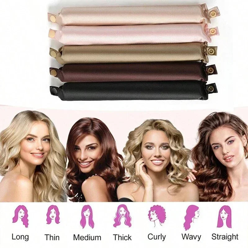 Heatless Hair Curler Set | Satin Flexi Rods for Overnight Curls detail view